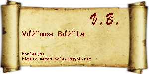Vámos Béla névjegykártya
